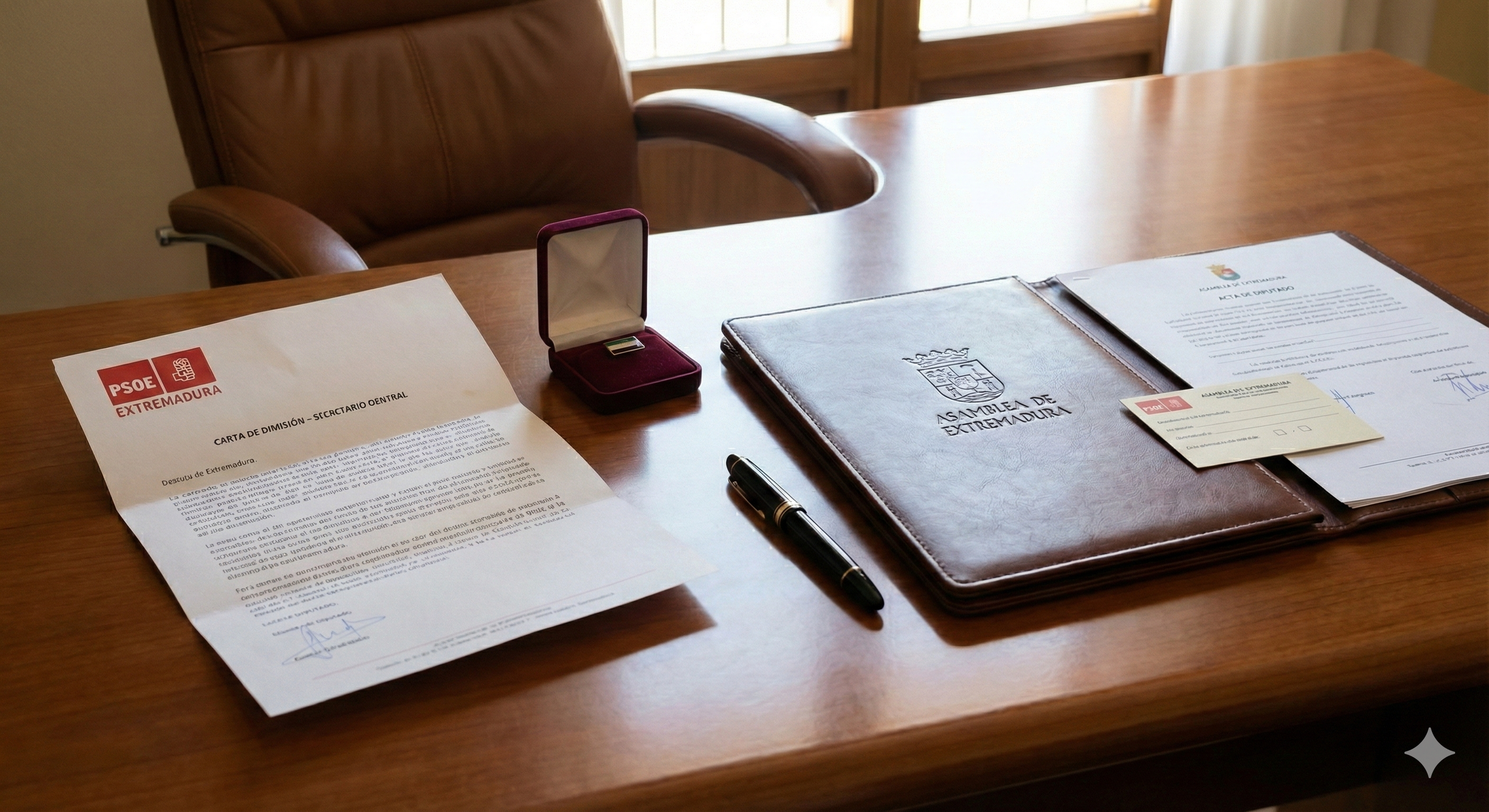 Despacho con bandera de Extremadura