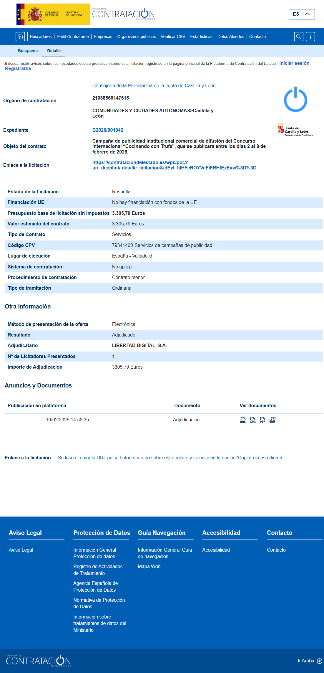Contrato Cocinando con Trufa – Castilla y León (B2026/001842)